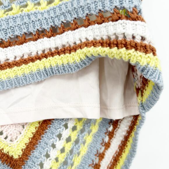 525 Revolve Beachy Boho Striped Knit Fauxchet Colorful Crochet Cami Top Size S - Picture 8 of 9